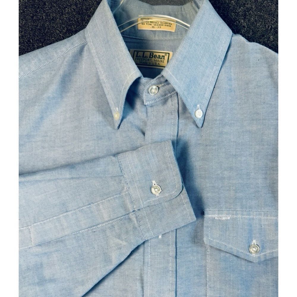 Vintage LL Bean Men's Single Needle Tailoring Long Sleeve Shirt Size 16/33 Blue